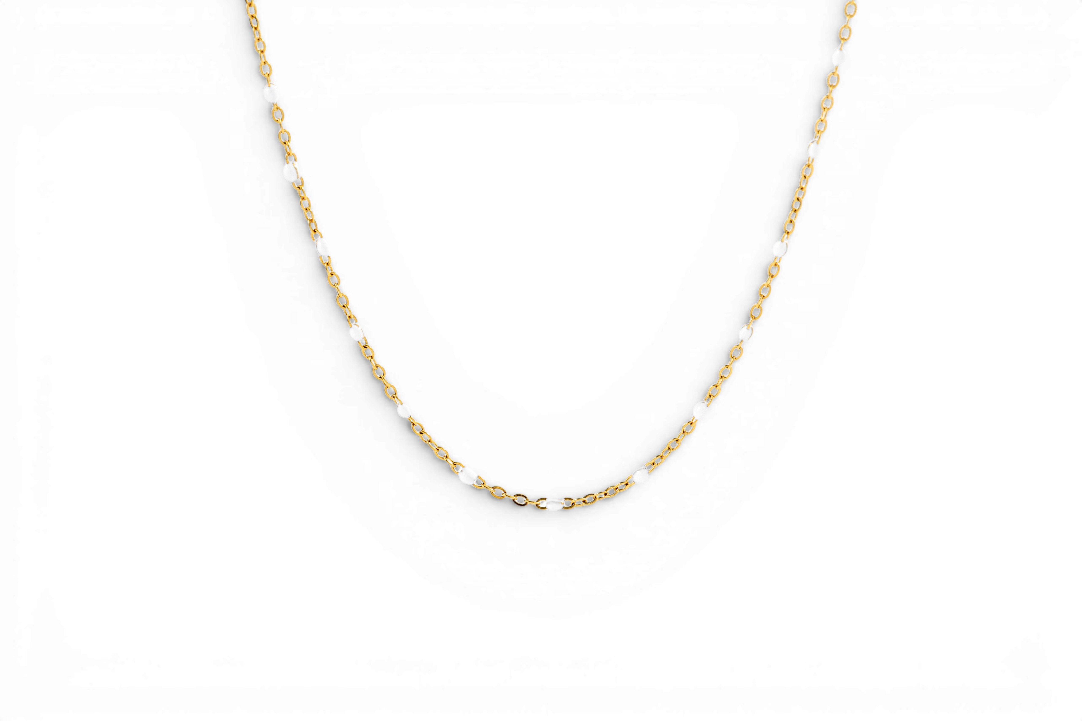 White Beaded Station Necklace