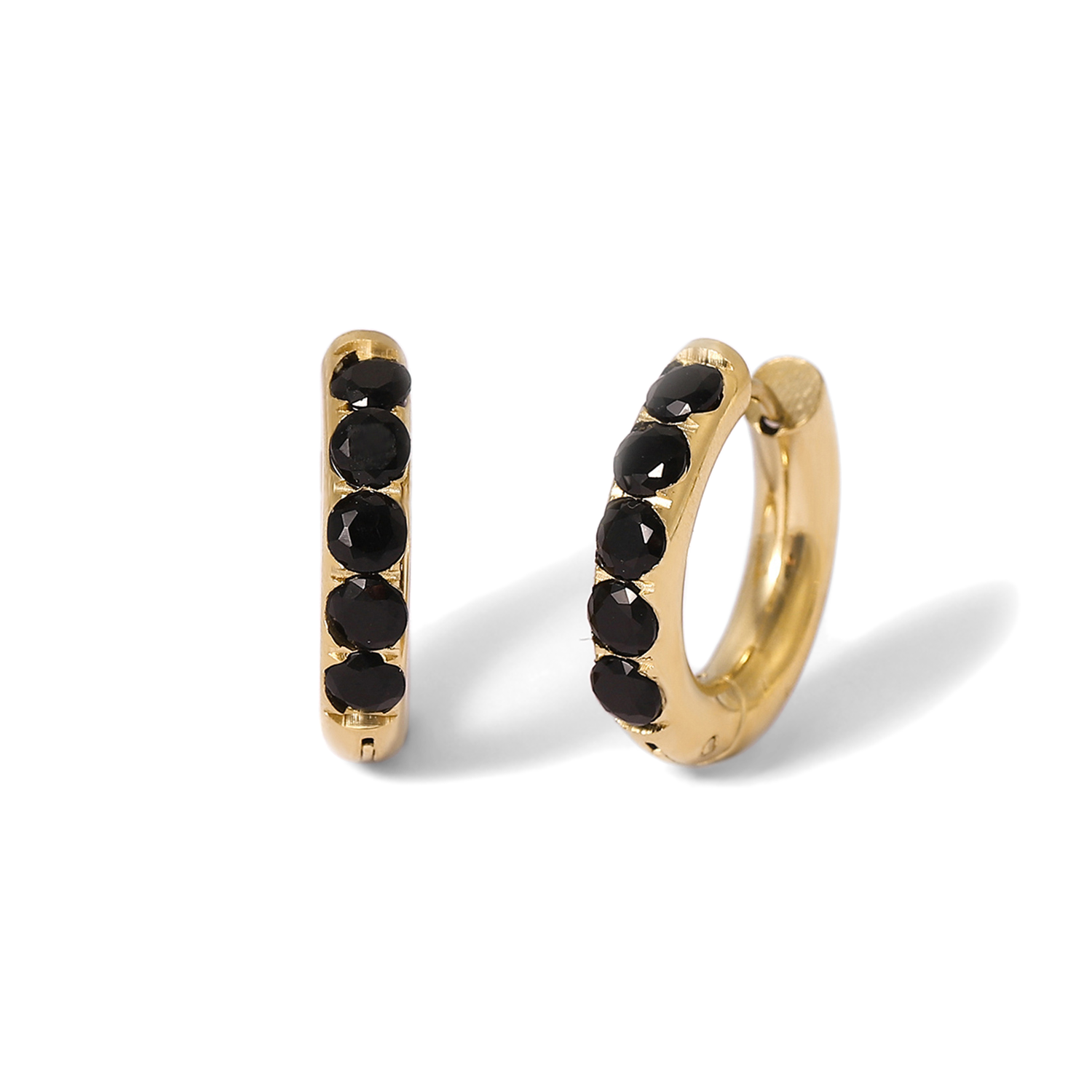 Chunky Gemstone Huggie Hoop Earrings