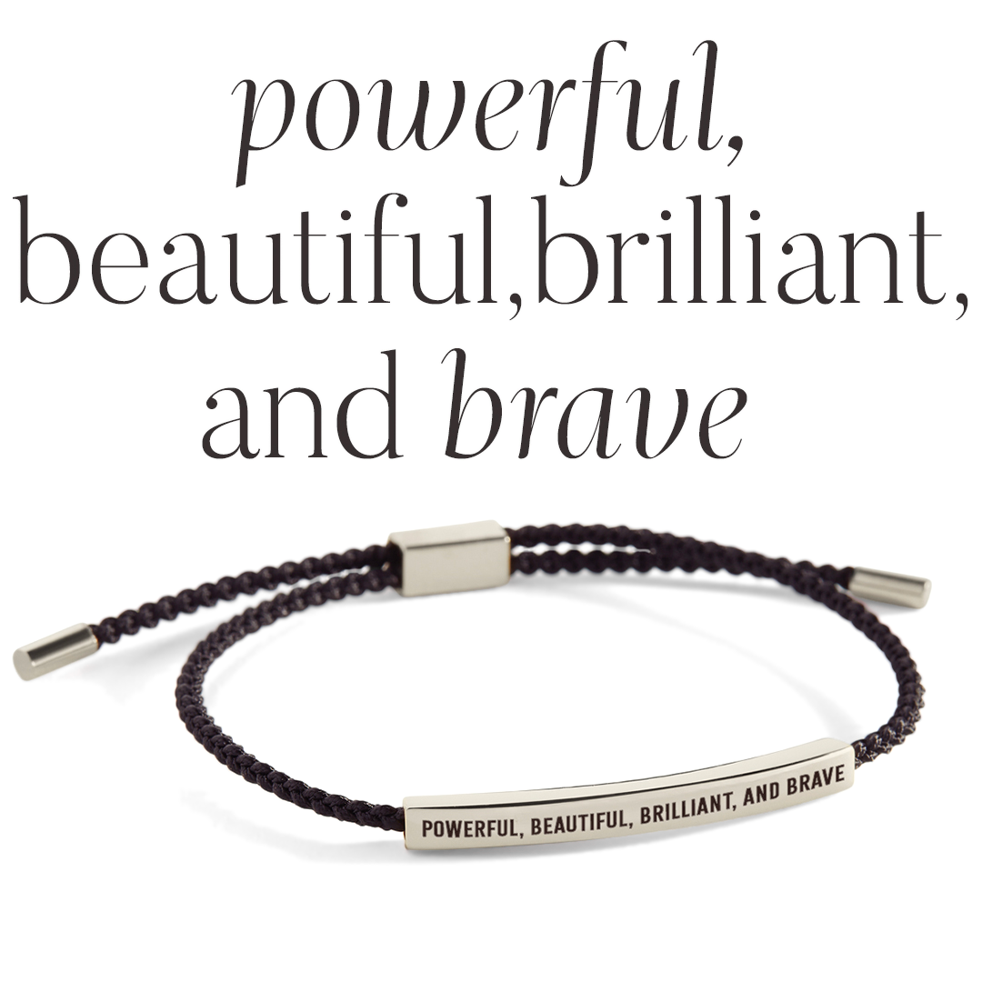 Bracelet with motivational message on a light background