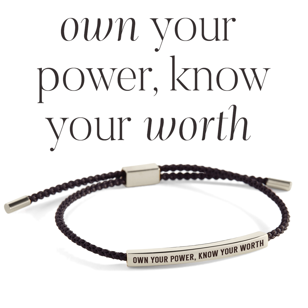 Bracelet with motivational quote on a light background