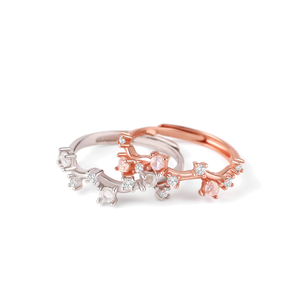 Moonstone Constellation Band - 925 Sterling Silver