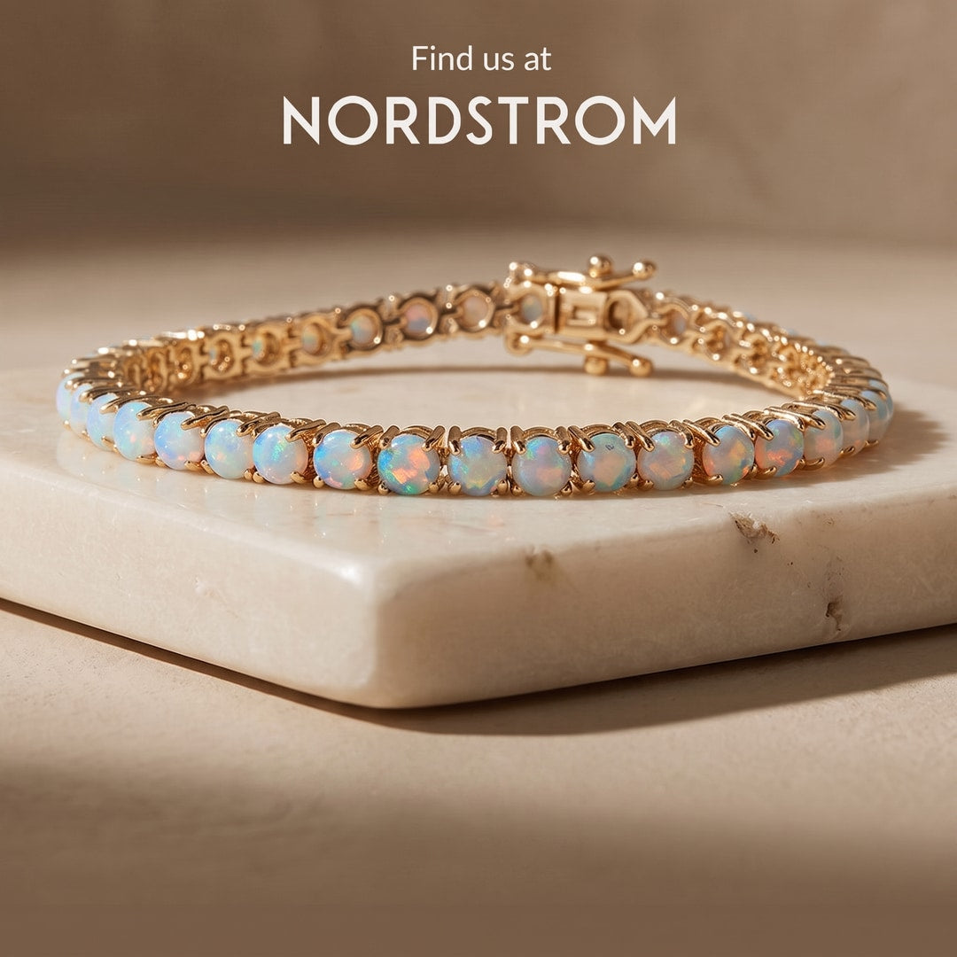 Find us at Nordstrom: blue opal tennis bracelet on marble