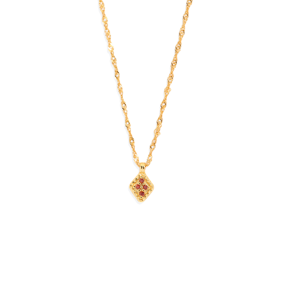 Dainty Birthstone Kite Necklace - January Garnet
