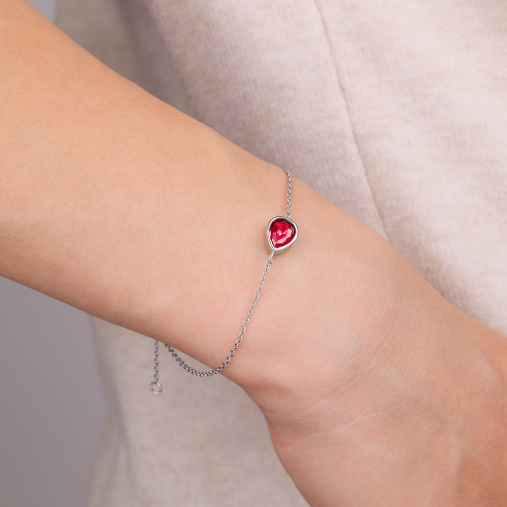 Teardrop Birthstone Bracelet - January Garnet