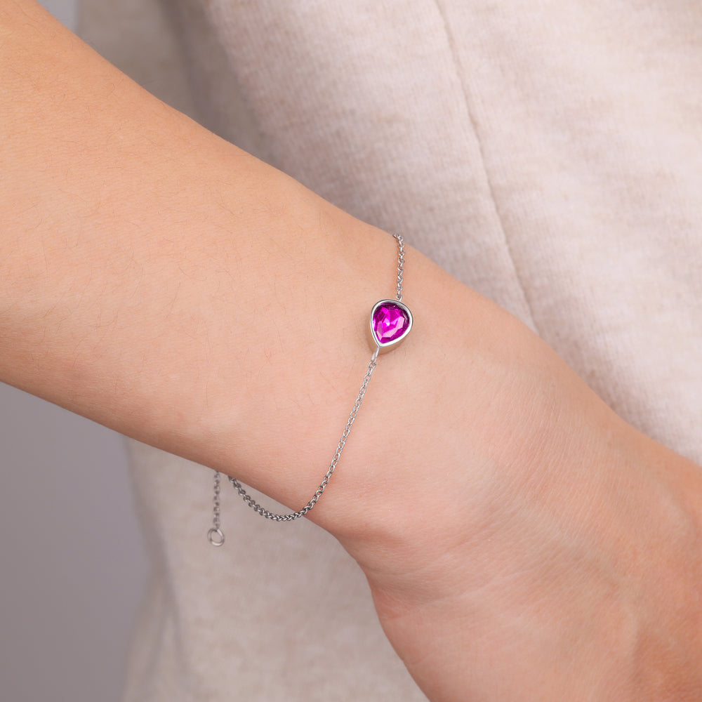 Teardrop Birthstone Bracelet - July Ruby