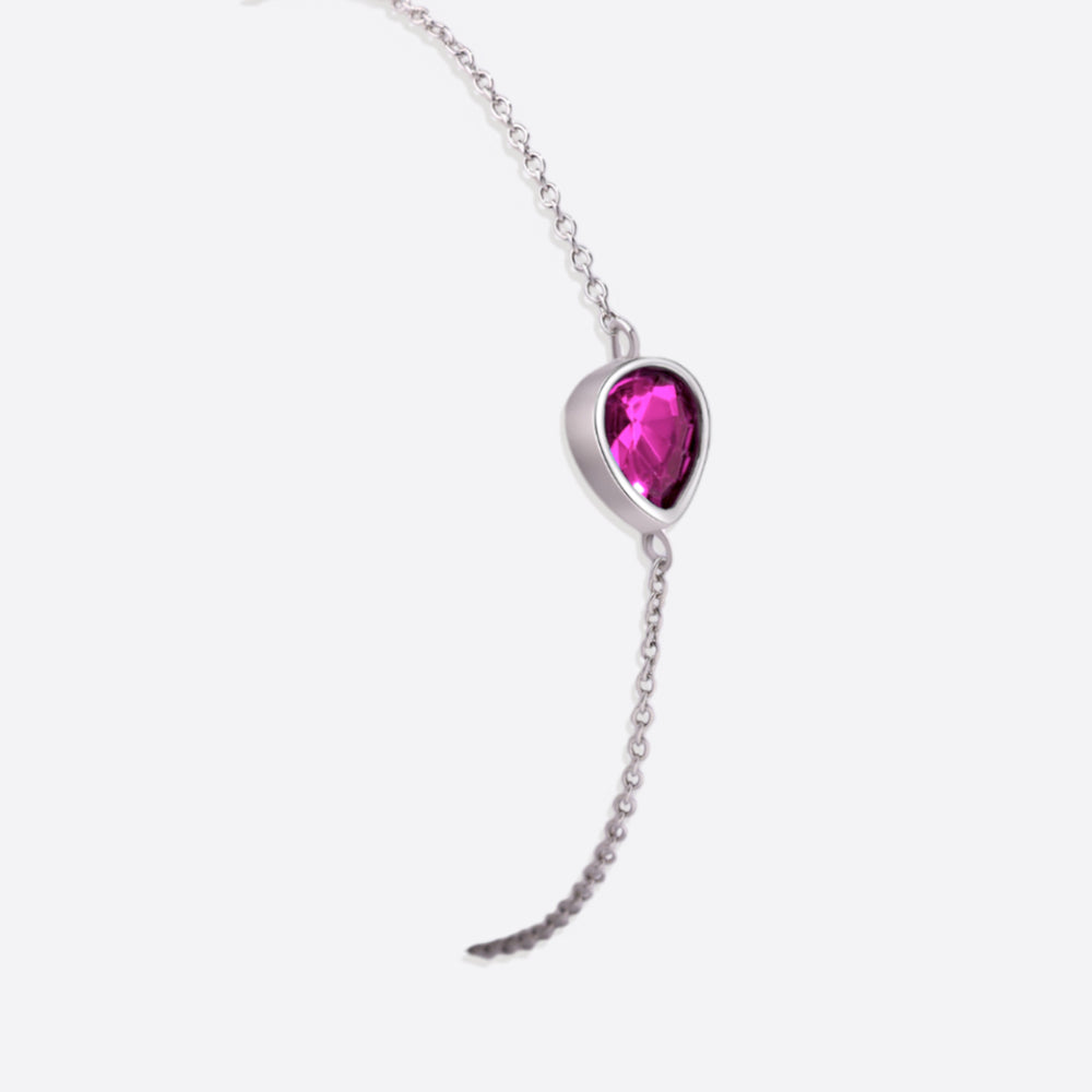Teardrop Birthstone Bracelet - July Ruby