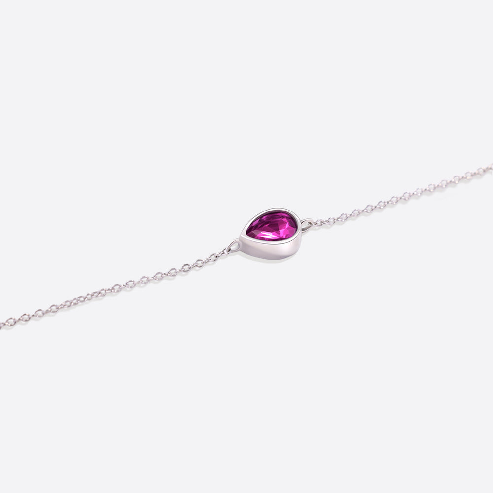 Teardrop Birthstone Bracelet - July Ruby