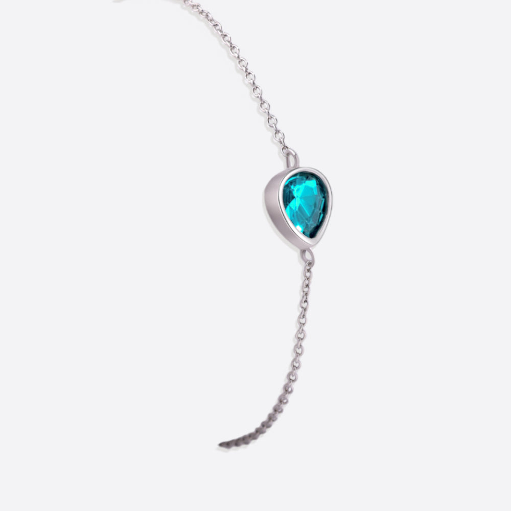 Teardrop Birthstone Bracelet - March Aquamarine