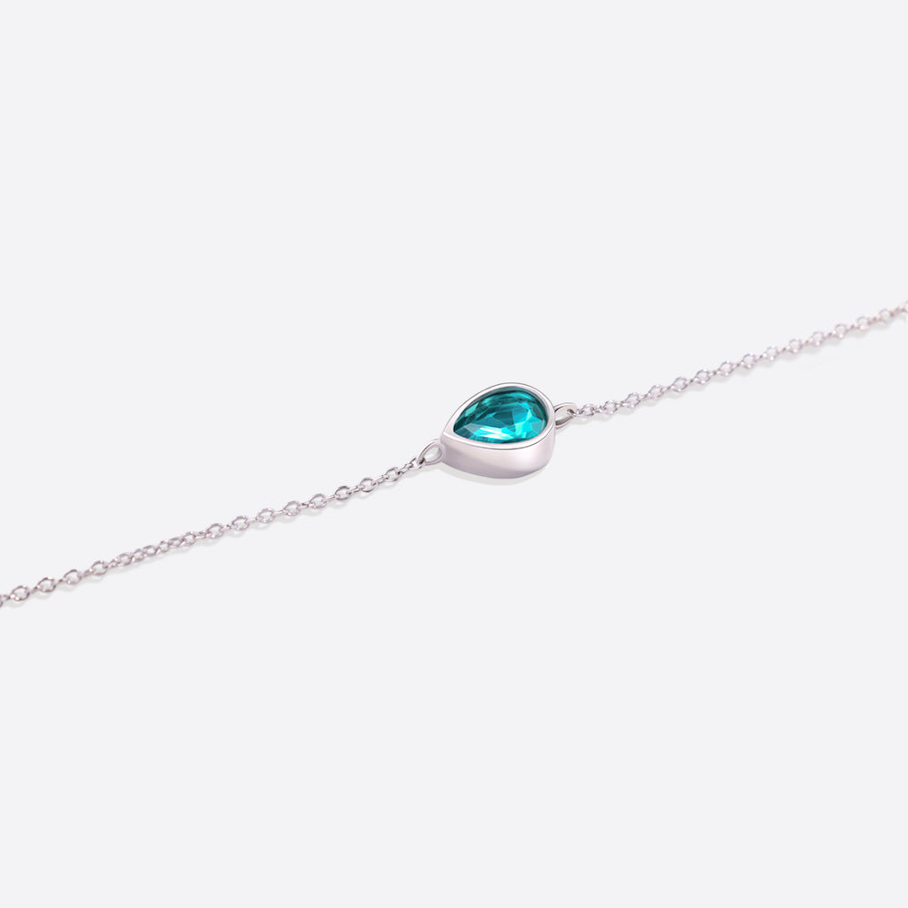 Teardrop Birthstone Bracelet - March Aquamarine