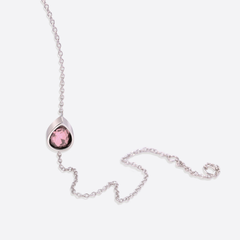 Teardrop Birthstone Bracelet - October Pink Tourmaline