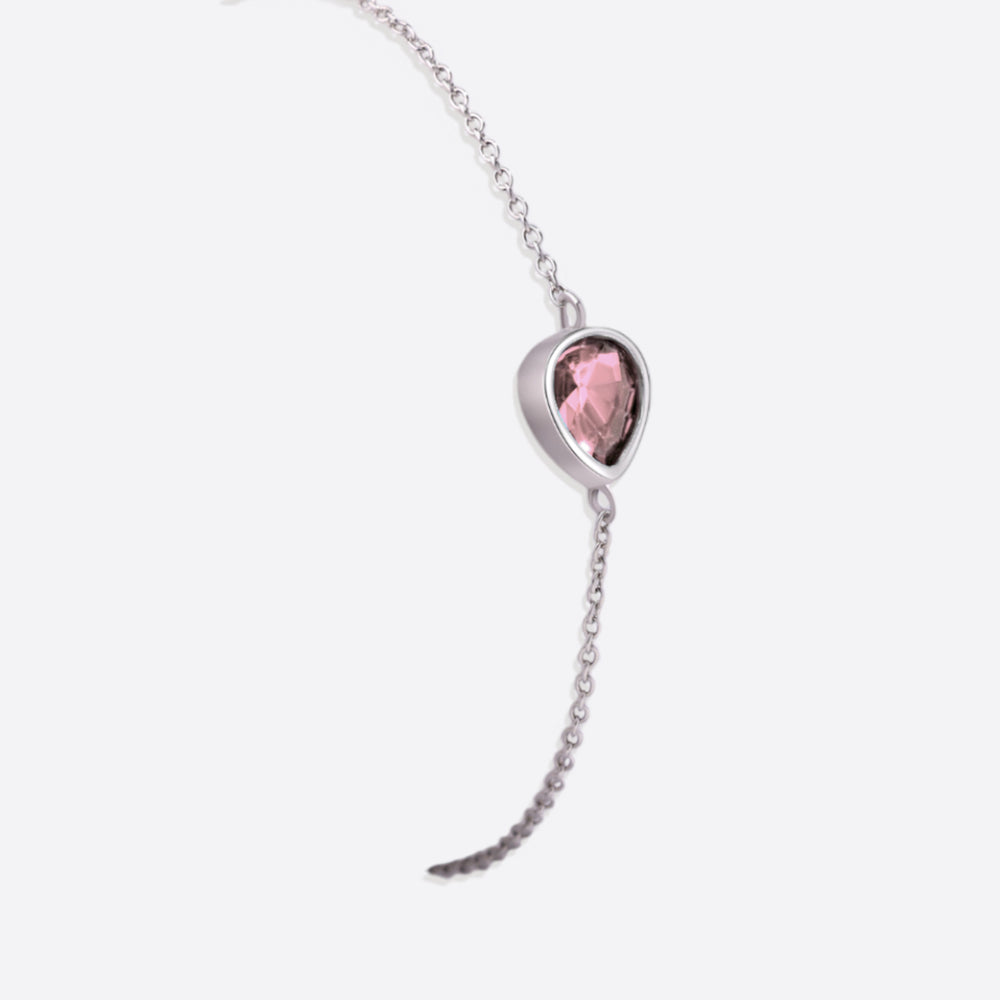 Teardrop Birthstone Bracelet - October Pink Tourmaline