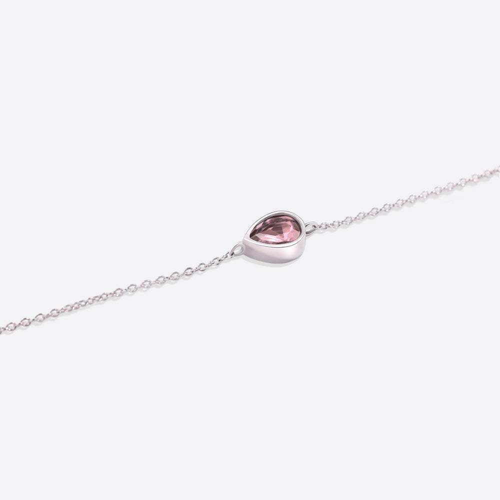 Teardrop Birthstone Bracelet - October Pink Tourmaline