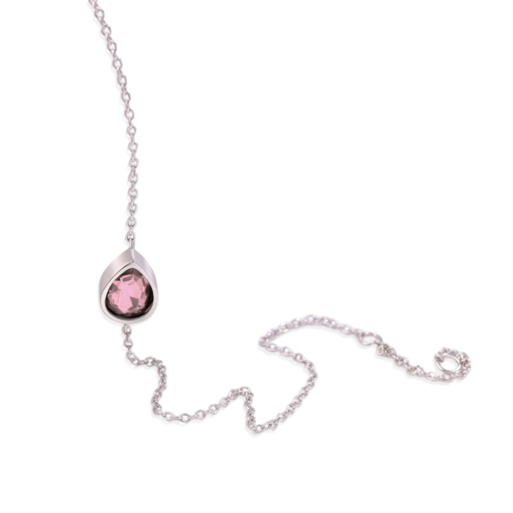 Teardrop Birthstone Bracelet - October Pink Tourmaline
