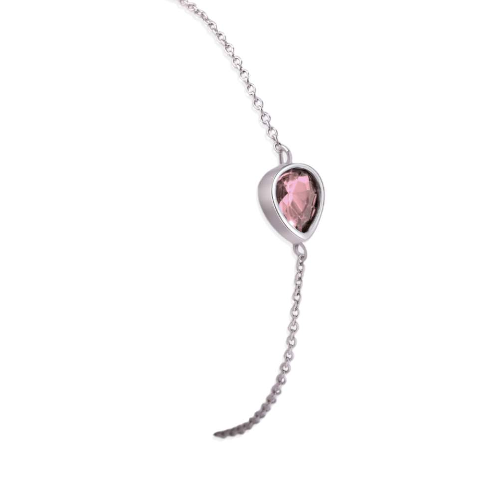 Teardrop Birthstone Bracelet - October Pink Tourmaline