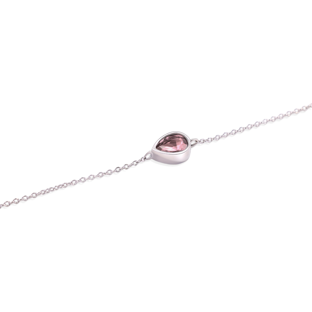 Teardrop Birthstone Bracelet - October Pink Tourmaline