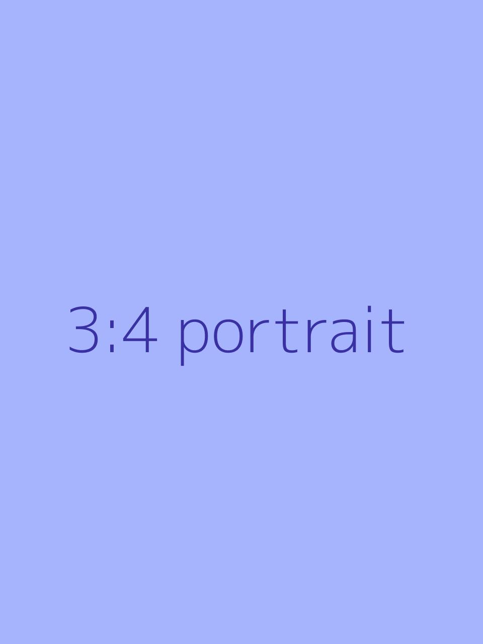 Text '3:4 portrait' on a solid blue background