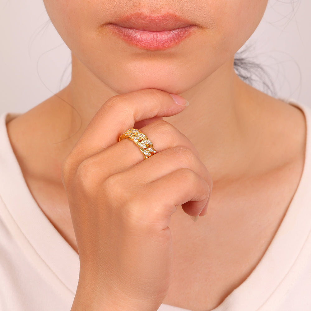 Pavé Chain Ring - Gold / 6