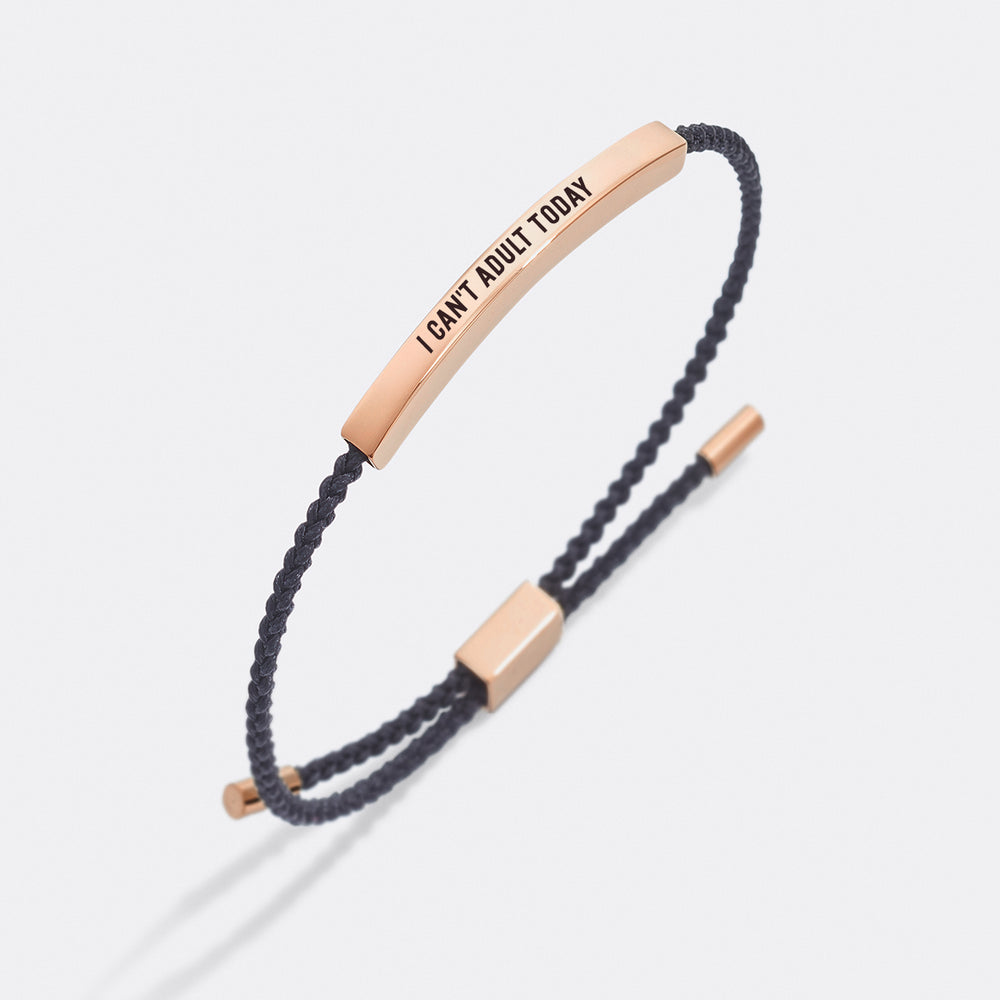I Can't Adult Today Inspire Bracelet - 18k Rose Gold Plated / Midnight Black