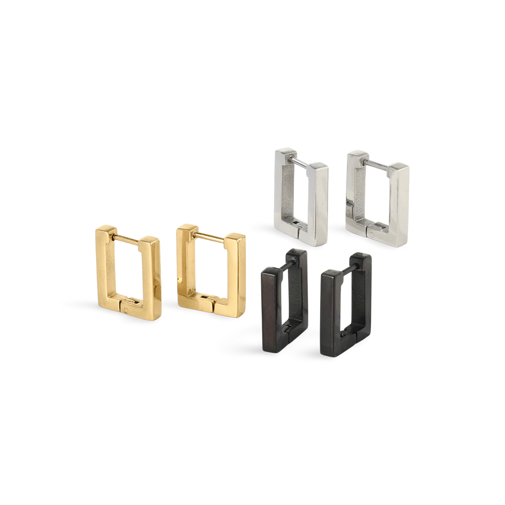 Chunky Square Huggie Earrings - Gold