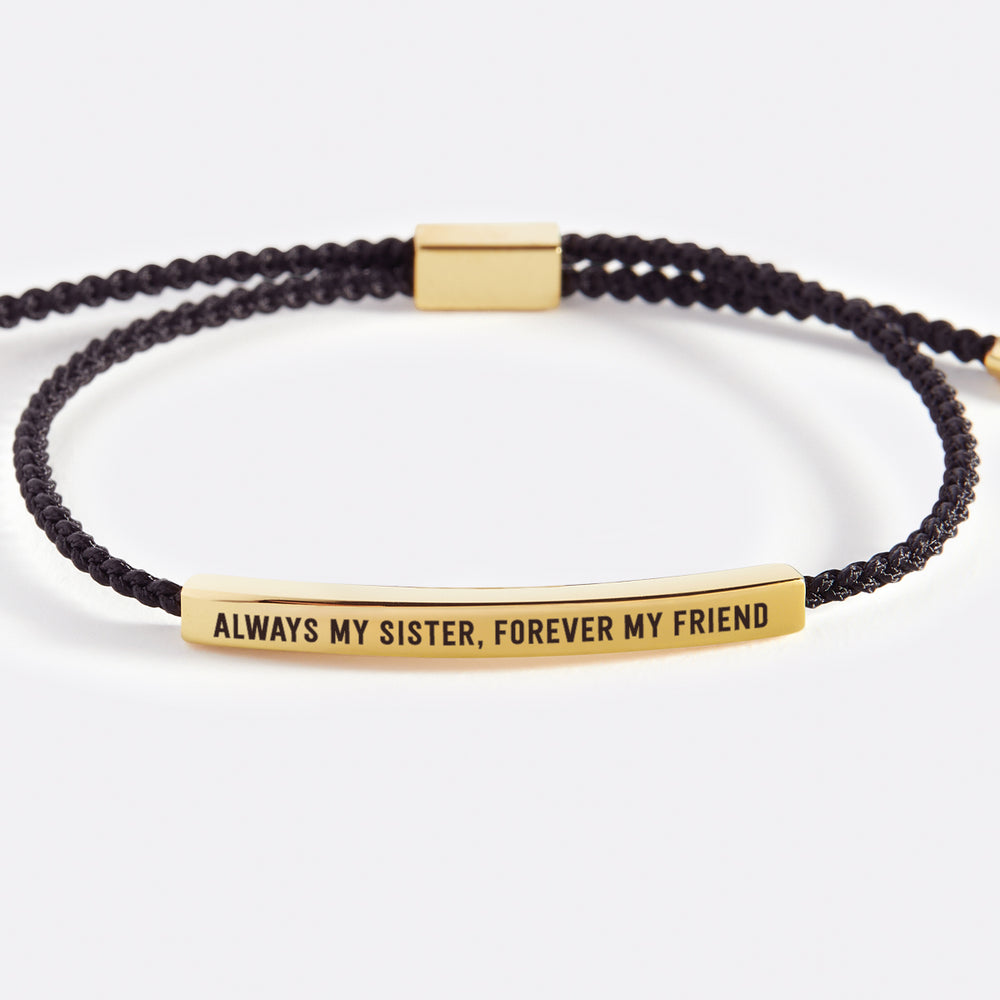 Always My Sister, Forever My Friend Inspire Bracelet - Gold / Lucky Red / Personalized