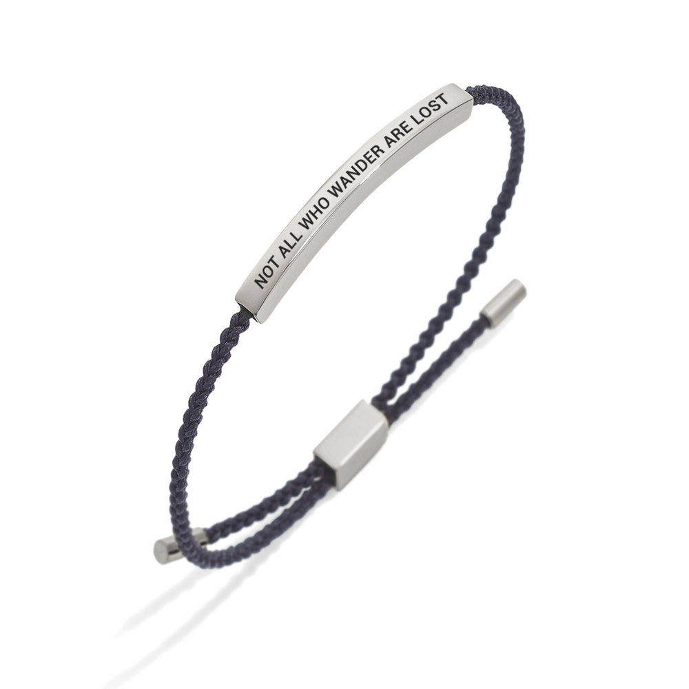 Not All Who Wander Are Lost Inspire Bracelet - Silver / Royal Blue