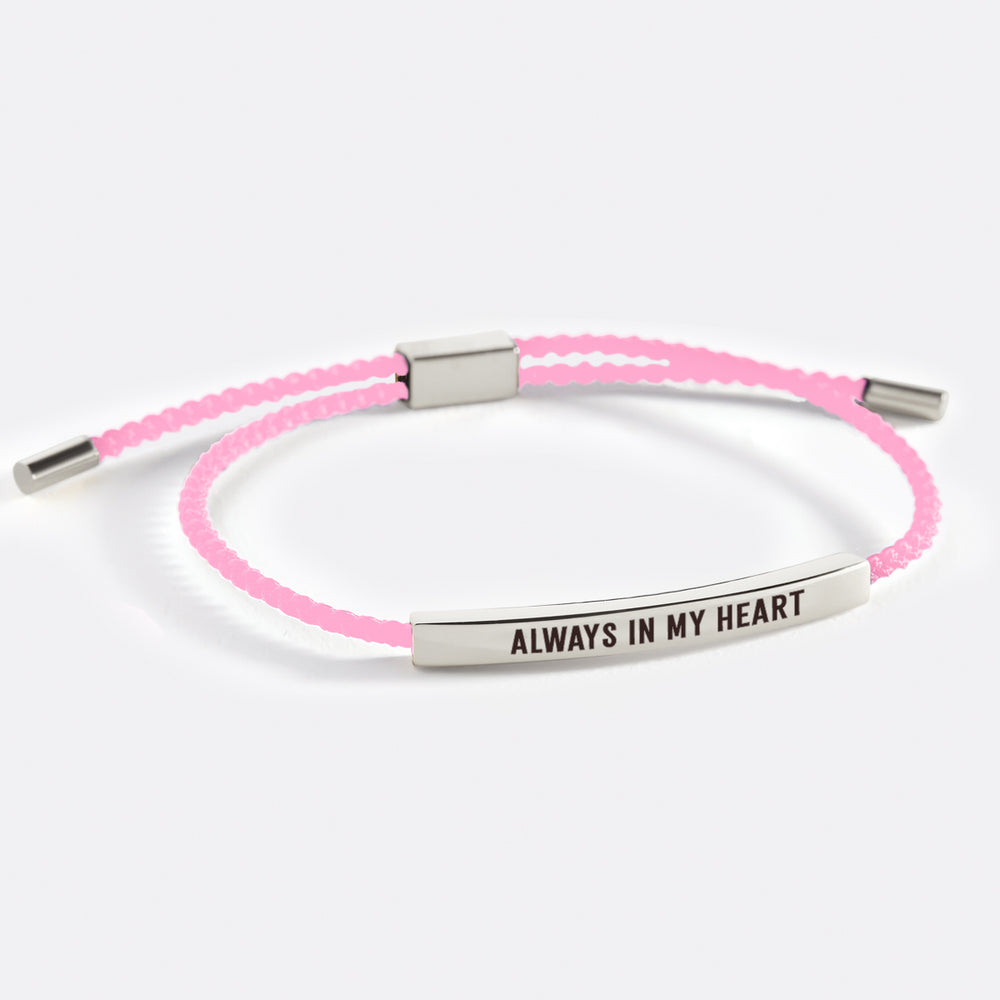 Always In My Heart Inspire Bracelet - Silver / Pink / Personalized