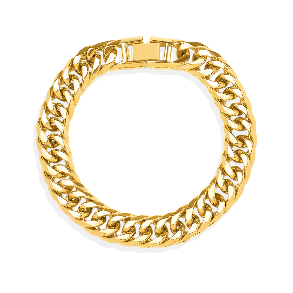 Men's Chunky Curb Link Bracelet - 18k Gold Plated