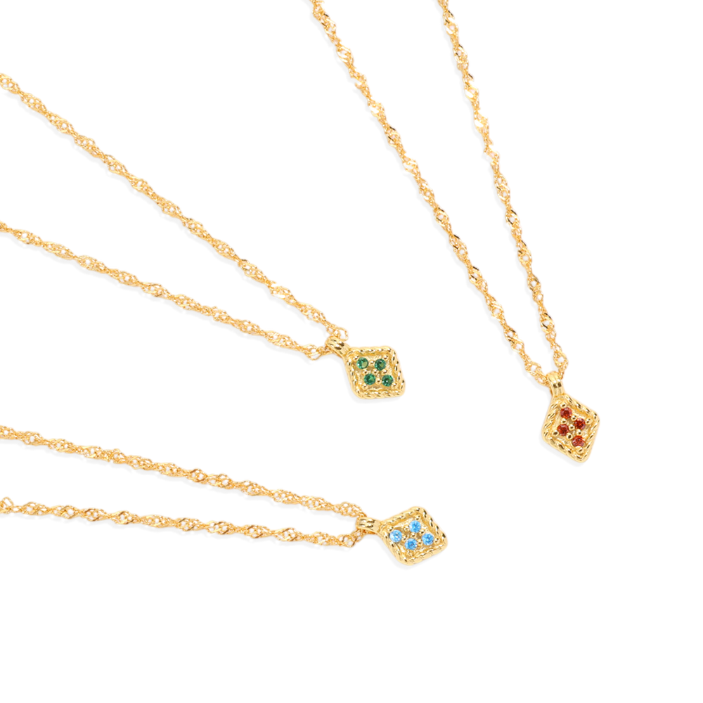 Dainty Birthstone Kite Necklace - January Garnet