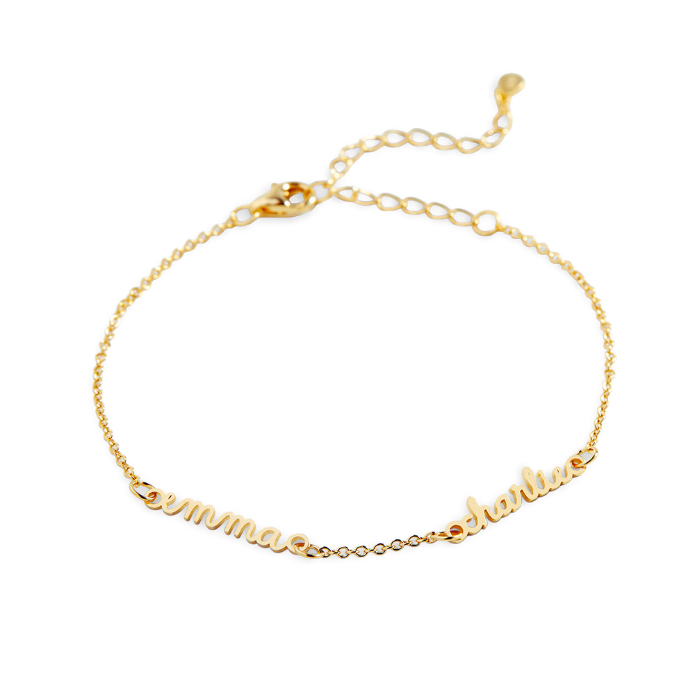 Stella Dainty Multiple Name Bracelet - 18k Gold Over Sterling Silver / 8" + 1" / 1