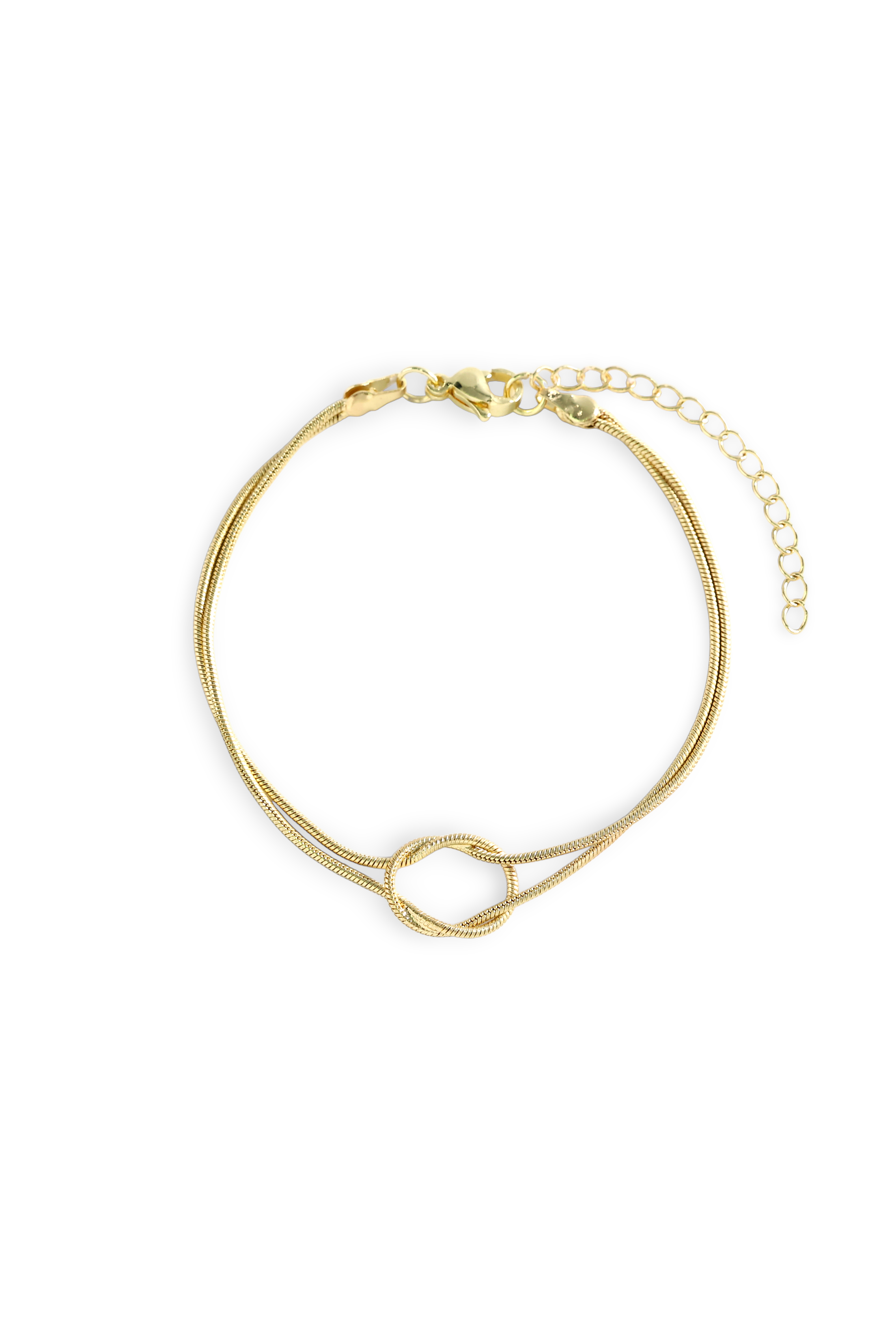 Gold bracelet on a white background