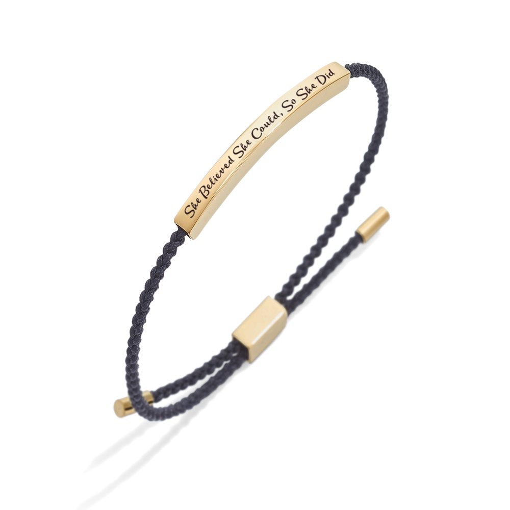 She Believed She Could, So She Did Inspire Bracelet - 18k Gold Plated / Midnight Black