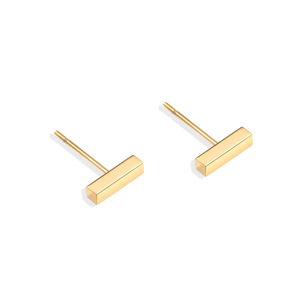 Dainty Bar Stud Earrings - 18k Gold Plated