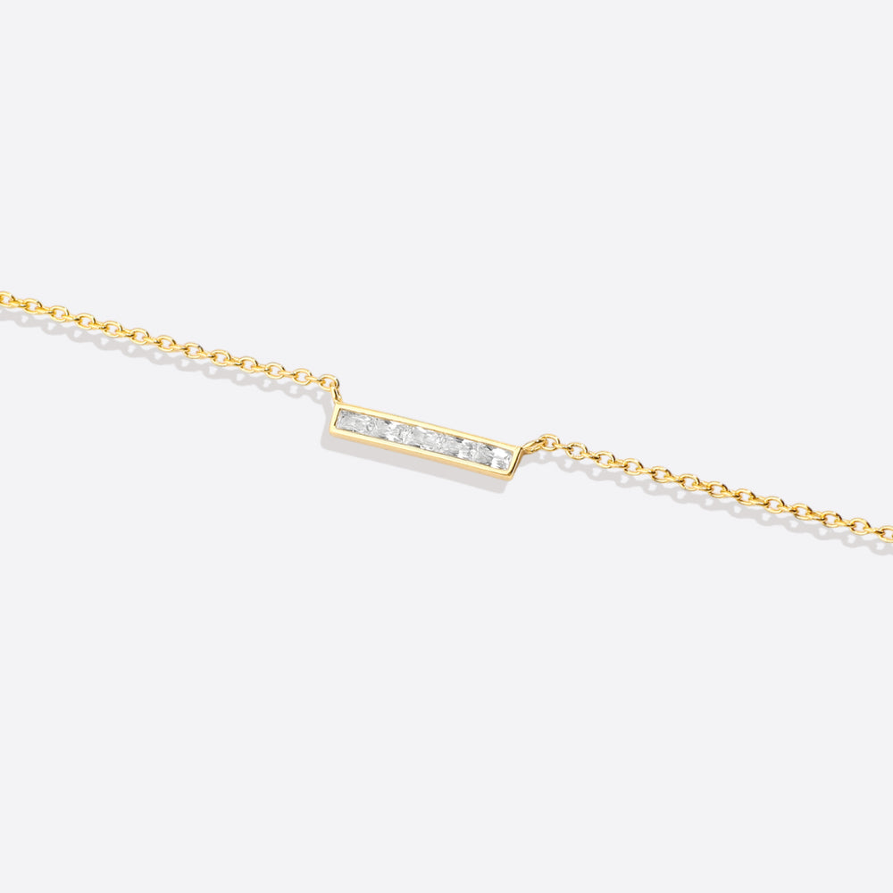 Dainty Crystal Bar Pendant Necklace - 18k Gold Over Sterling Silver