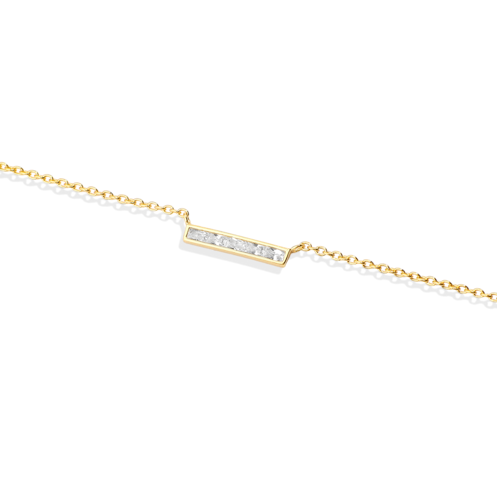 Dainty Crystal Bar Pendant Necklace - 18k Gold Over Sterling Silver