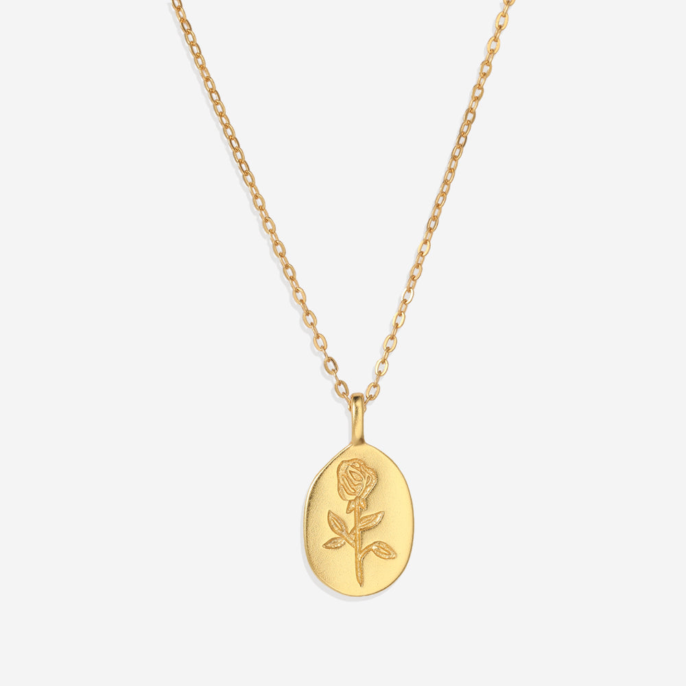 Tiny Rose Pendant Necklace - 18k Gold Over Sterling Silver