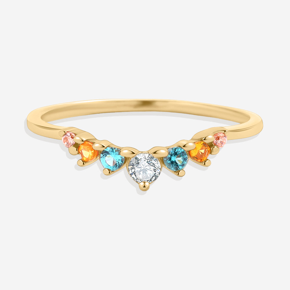 Arc Ombré Band - Topaz & Sapphire - 18k Gold Over Sterling Silver / 5