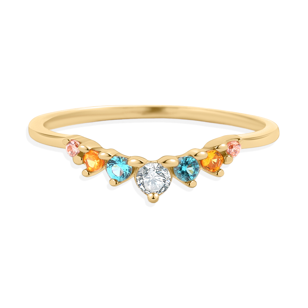 Arc Ombré Band - Topaz & Sapphire - 18k Gold Over Sterling Silver / 5