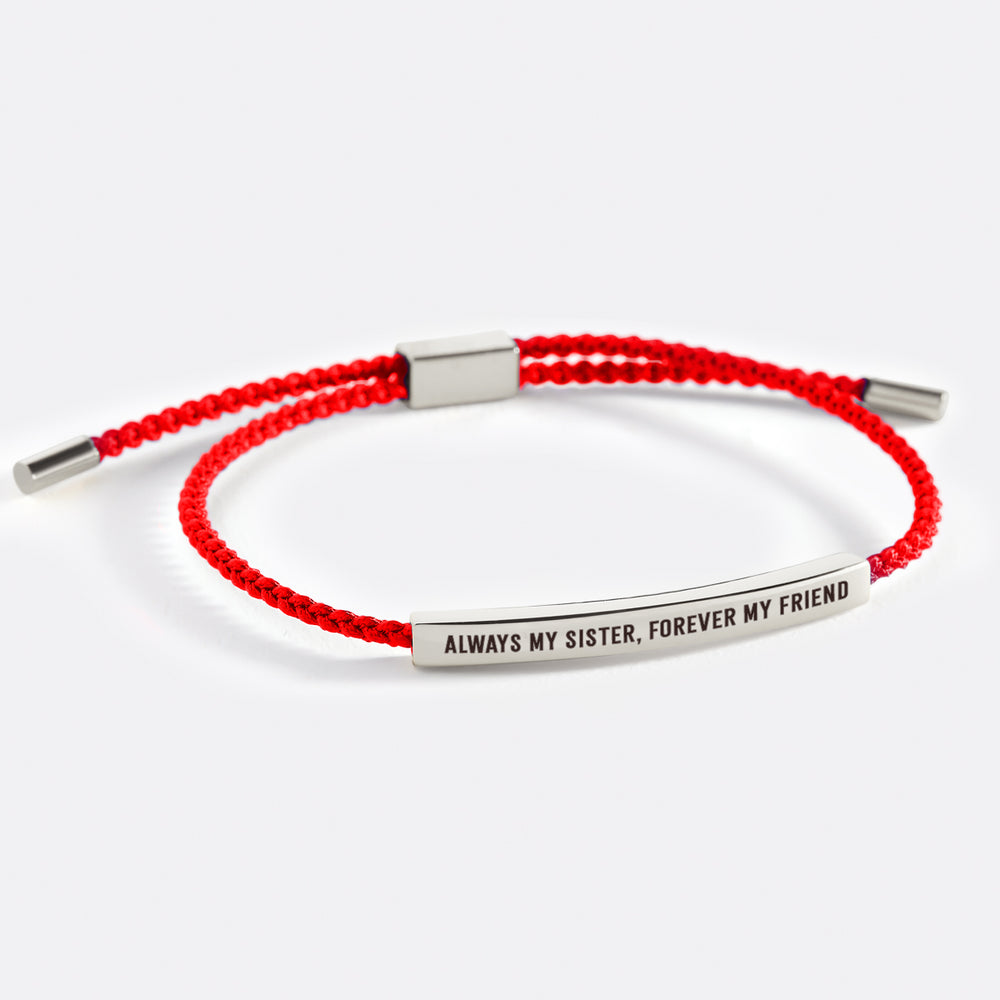Always My Sister, Forever My Friend Inspire Bracelet - Silver / Lucky Red / Standard