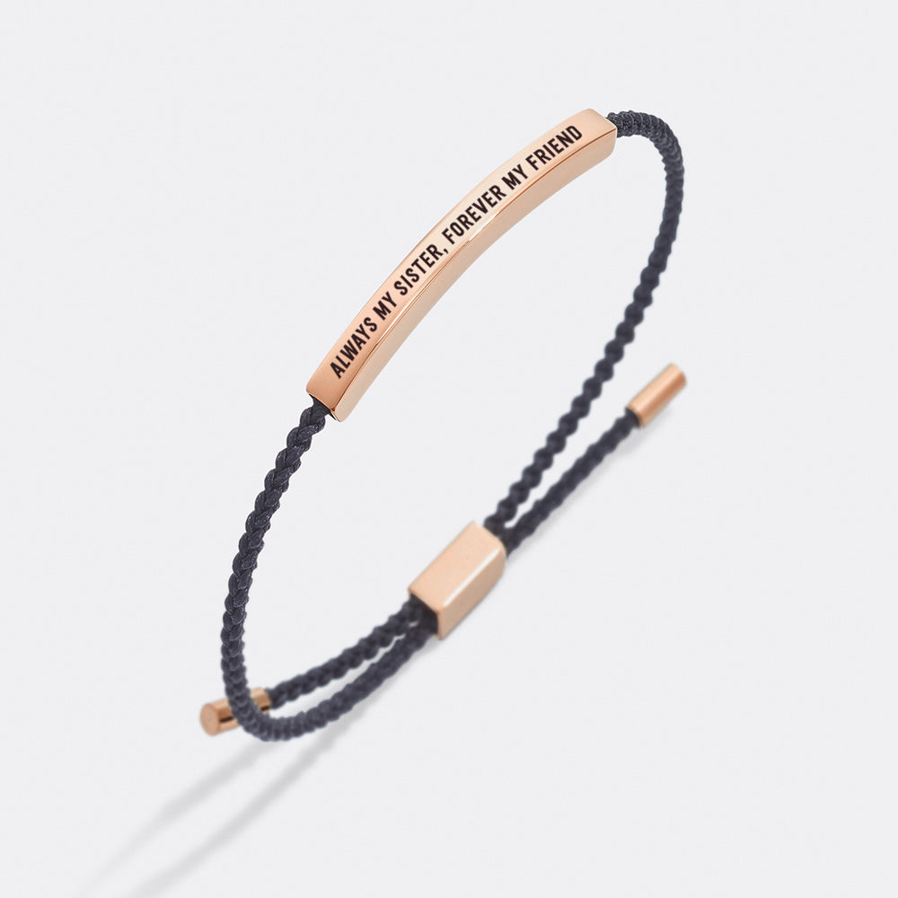Always My Sister, Forever My Friend Inspire Bracelet - 18k Rose Gold Plated / Lemon Yellow / Personalized