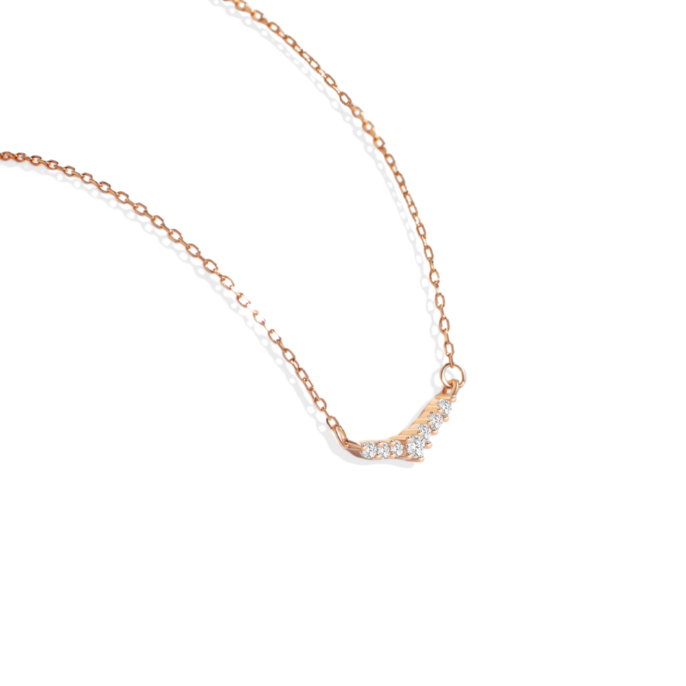 Curved Diamond Bar Necklace - 18k Rose Gold Over Sterling Silver