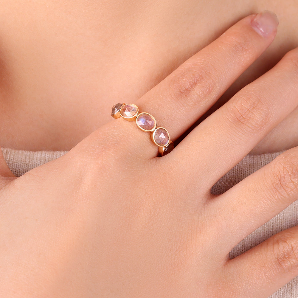 Rose-Cut Labradorite Ring - 5