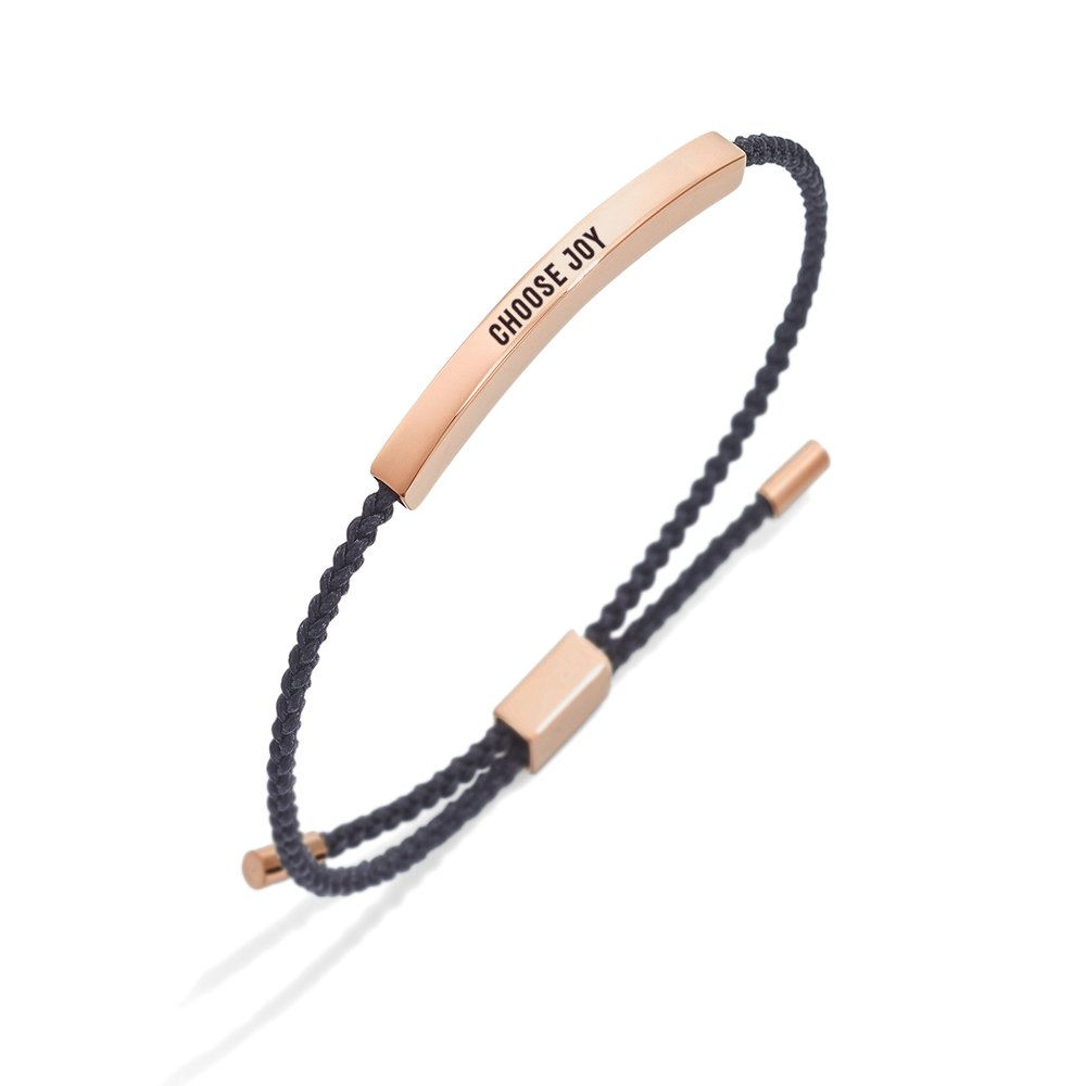 Choose Joy Inspire Bracelet - 18k Rose Gold Plated / Midnight Black / Standard