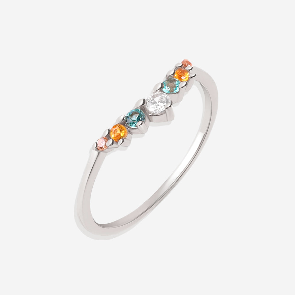 Arc Ombré Band - Topaz & Sapphire - 925 Sterling Silver / 6