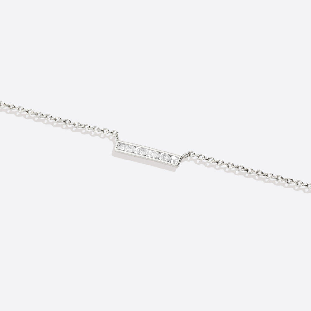 Dainty Crystal Bar Pendant Necklace - 925 Sterling Silver