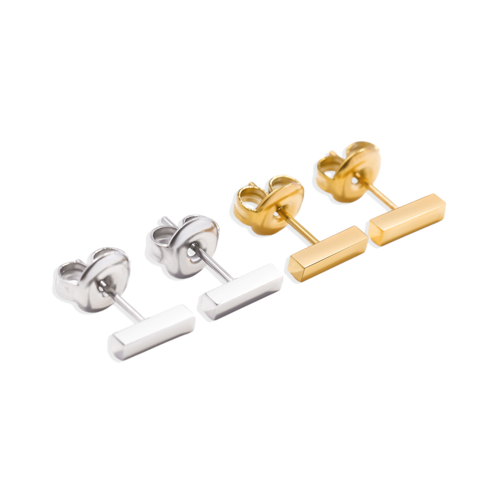 Dainty Bar Stud Earrings - 18k Gold Plated