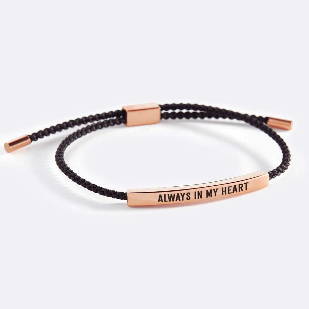 Always In My Heart Inspire Bracelet - 18k Rose Gold Plated / Midnight Black / Standard