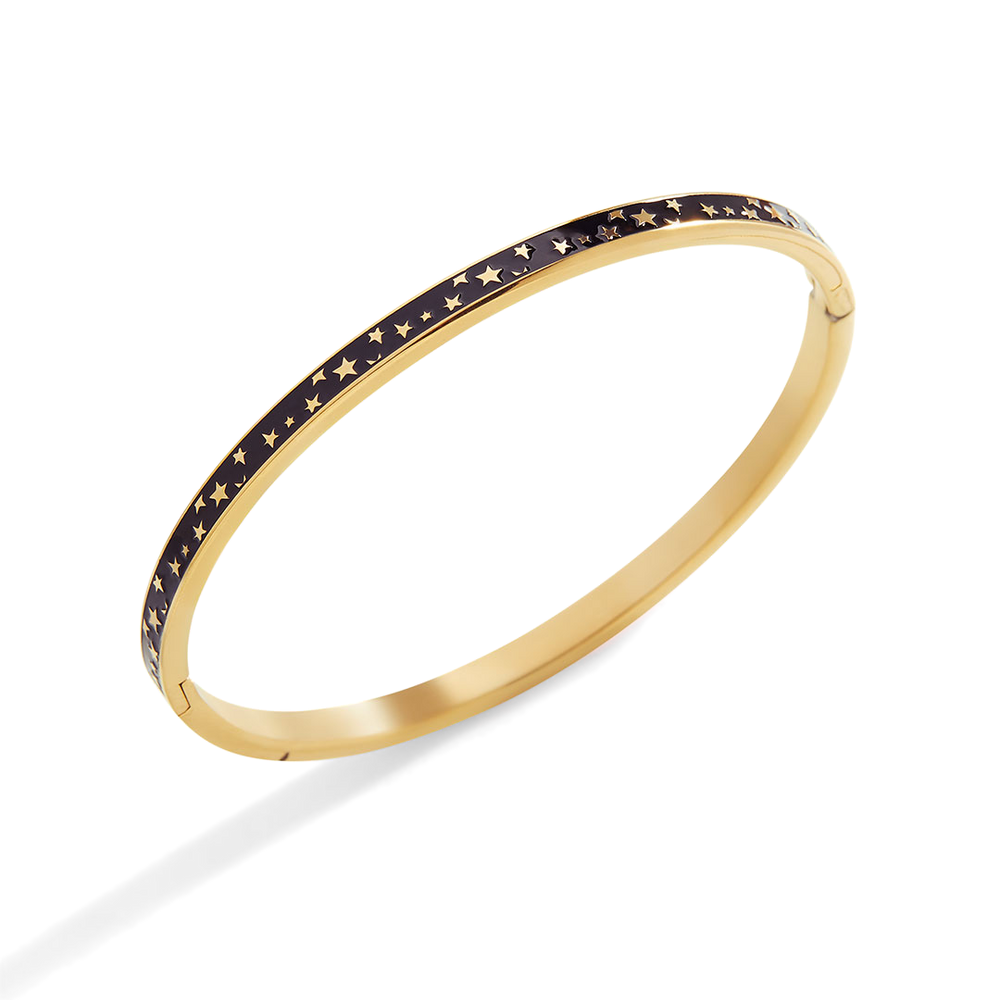 Enamel Bangle Bracelet - Black