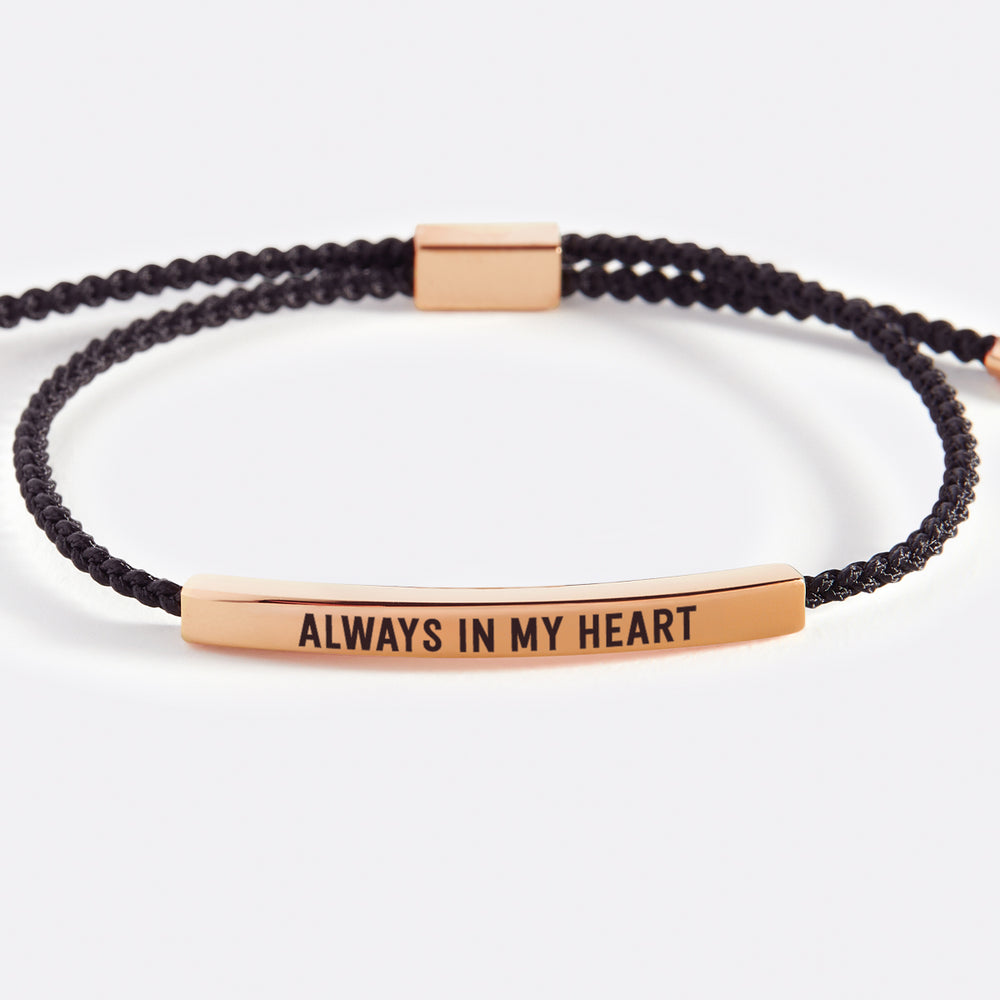 Always In My Heart Inspire Bracelet - 18k Rose Gold Plated / Midnight Black / Standard