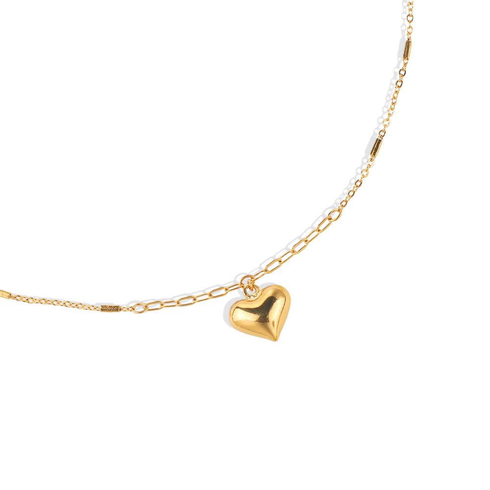 Balloon Heart with Paperclip Chain Necklace - Default Title