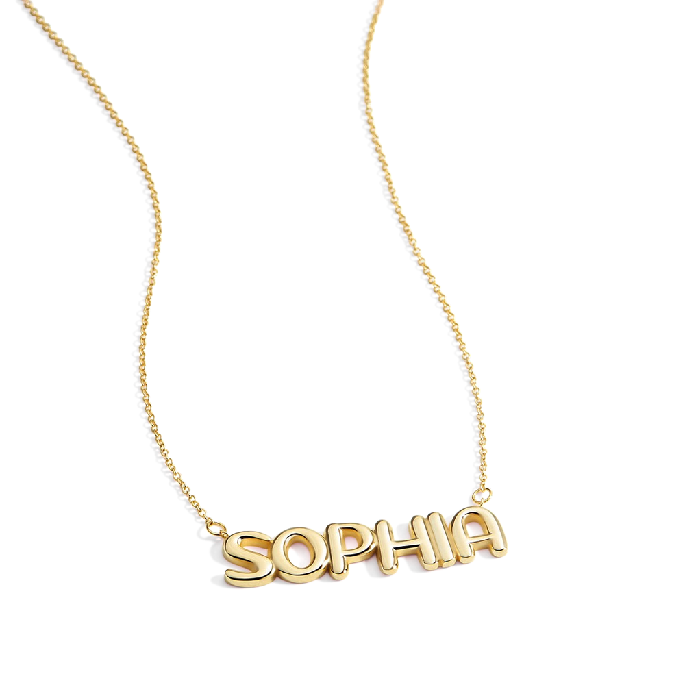 Balloon Name Necklace - 18k Gold Plated / 16" + 2"